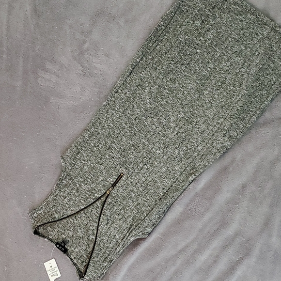U2B zip gray knit mini dress - Picture 1 of 3